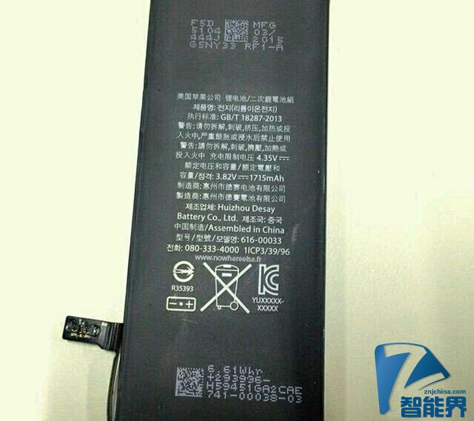 悲?。篿Phone 6s 電池容量或只有1715毫安